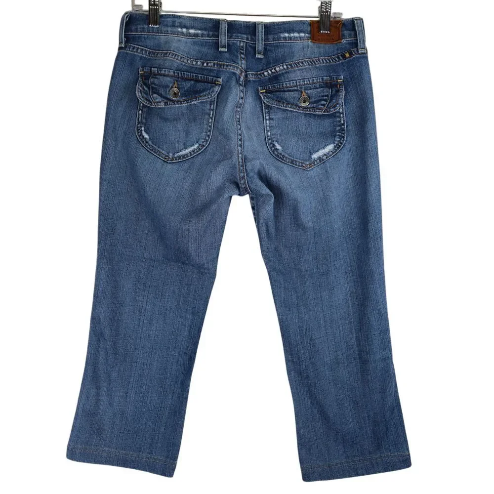 Lucky Brand Classic Rider Capri Jeans Size 6 Medium Wash Western Casual Bohemian